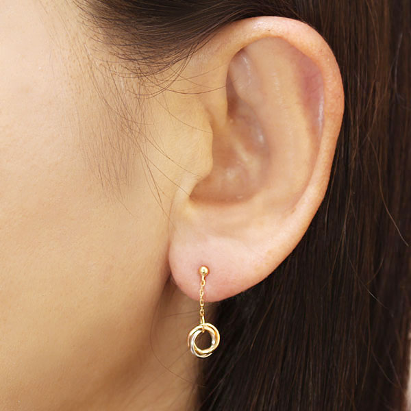 ピアス スリーカラー k18 18金 18k イエローゴールド ピンクゴールド プラチナ pt900 スタッドピアス 地金 送料無料 ユニセックス 男女兼用 プレゼント puの画像