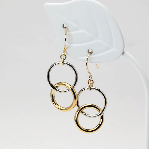 ピアス フックピアス k18 18金 18k イエローゴールド プラチナ pt900 コンビ 2カラー 地金ピアス 送料無料 ユニセックス 男女兼用 普段使い プレゼント puの画像