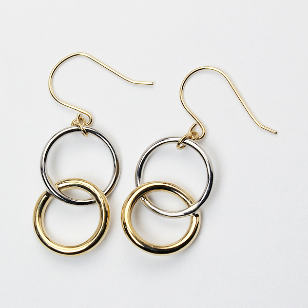 ピアス フックピアス k18 18金 18k イエローゴールド プラチナ pt900 コンビ 2カラー 地金ピアス 送料無料 ユニセックス 男女兼用 普段使い プレゼント puの画像