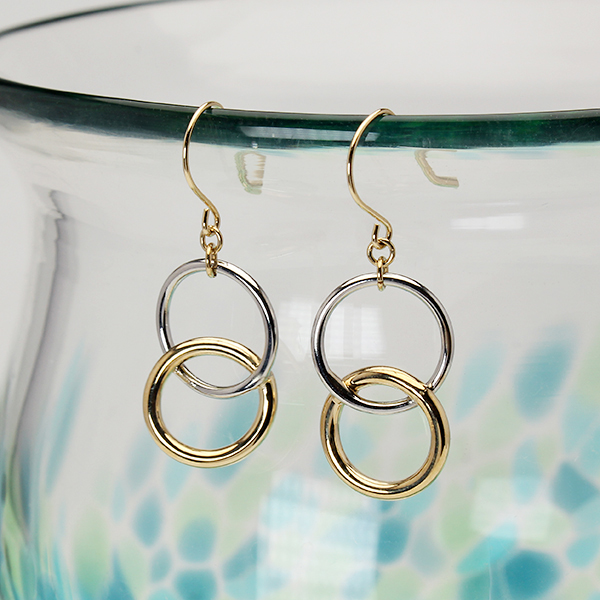 ピアス フックピアス k18 18金 18k イエローゴールド プラチナ pt900 コンビ 2カラー 地金ピアス 送料無料 ユニセックス 男女兼用 普段使い プレゼント puの画像