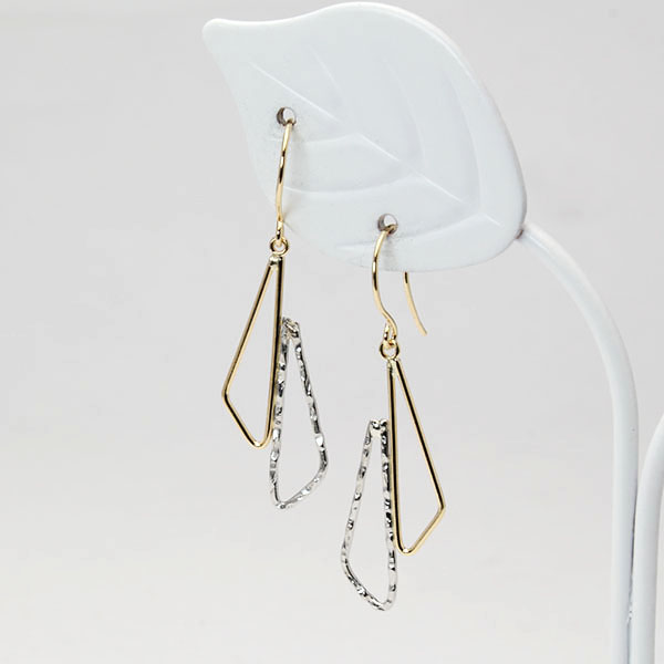 ピアス フックピアス k18 18金 18k イエローゴールド プラチナ pt900 コンビ 2カラー 地金ピアス 送料無料 ユニセックス 男女兼用 普段使い プレゼント puの画像