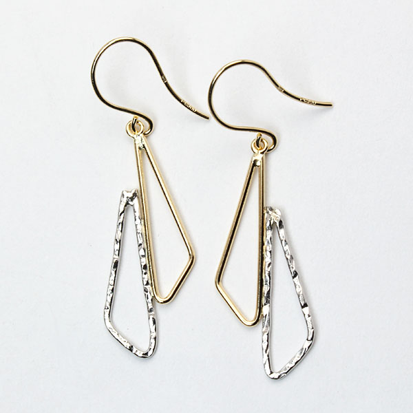 ピアス フックピアス k18 18金 18k イエローゴールド プラチナ pt900 コンビ 2カラー 地金ピアス 送料無料 ユニセックス 男女兼用 普段使い プレゼント puの画像