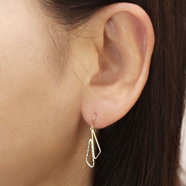 ピアス フックピアス k18 18金 18k イエローゴールド プラチナ pt900 コンビ 2カラー 地金ピアス 送料無料 ユニセックス 男女兼用 普段使い プレゼント puの画像