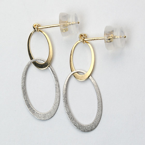 ピアス スタッドピアス k18 18金 18k イエローゴールド プラチナ pt900 コンビ 2カラー 地金ピアス 送料無料 ユニセックス 男女兼用 普段使い プレゼント puの画像