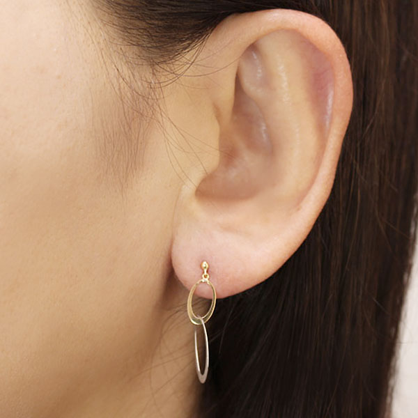 ピアス スタッドピアス k18 18金 18k イエローゴールド プラチナ pt900 コンビ 2カラー 地金ピアス 送料無料 ユニセックス 男女兼用 普段使い プレゼント puの画像