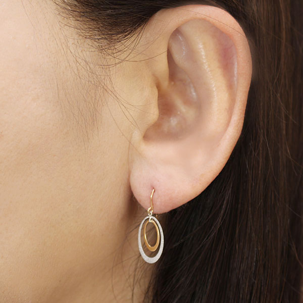 ピアス フックピアス k18 18金 18k イエローゴールド プラチナ pt900 コンビ 2カラー 地金ピアス 送料無料 ユニセックス 男女兼用 普段使い プレゼント puの画像