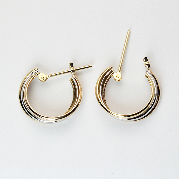 ピアス スリーカラー フープピアス k18 18金 18k イエローゴールド ピンクゴールド プラチナ pt900 地金 遮断式ピアス ユニセックス 男女兼用 プレゼント puの画像