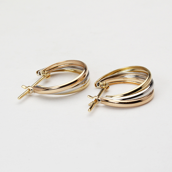ピアス スリーカラー フープピアス k18 18金 18k イエローゴールド ピンクゴールド プラチナ pt900 地金 遮断式ピアス ユニセックス 男女兼用 プレゼント puの画像