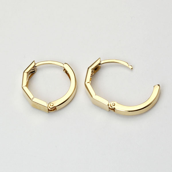 ピアス フープピアス k18 18k 18金 イエローゴールド 中折れ式ピアス 地金ピアス リバーシブル 送料無料 ユニセックス 男女兼用 普段使い プレゼント ギフト puの画像
