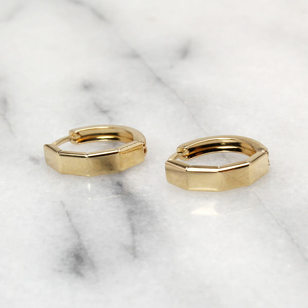 ピアス フープピアス k18 18k 18金 イエローゴールド 中折れ式ピアス 地金ピアス リバーシブル 送料無料 ユニセックス 男女兼用 普段使い プレゼント ギフト puの画像