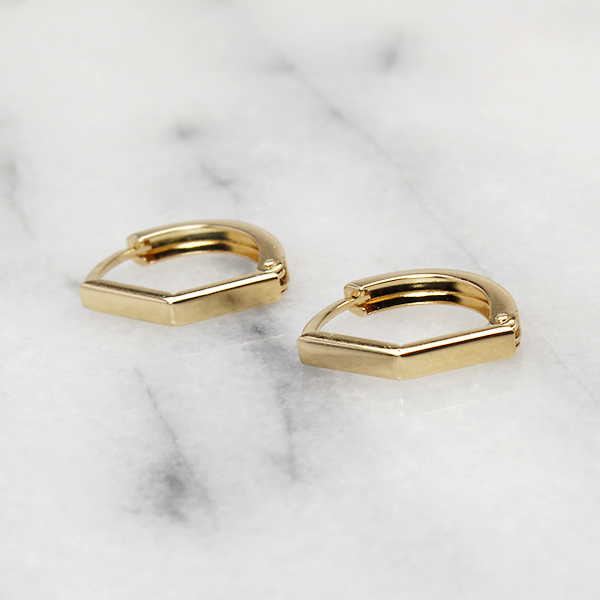 ピアス フープピアス k18 18k 18金 イエローゴールド 中折れ式ピアス 地金 リバーシブル 送料無料 ユニセックス 男女兼用 普段使い トレンド プレゼント puの画像