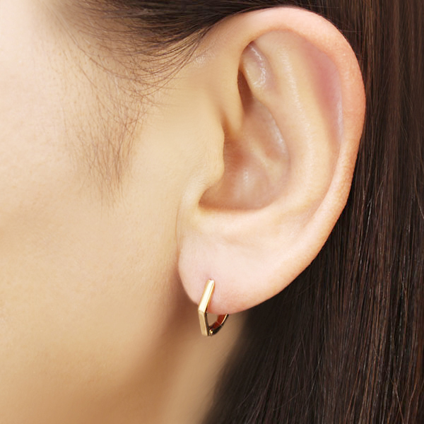 大人気！ 18金 K18 YG イエローゴールド フープ ピアス 中折れ式