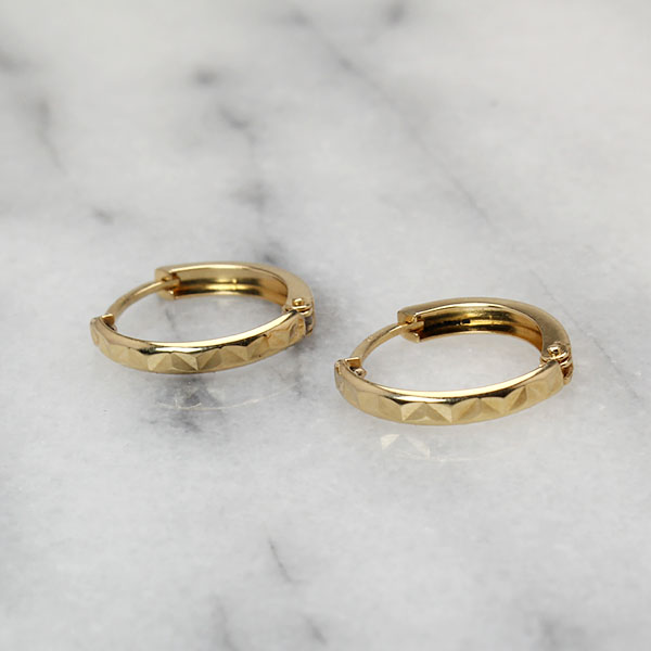 ピアス フープピアス k18 18k 18金 イエローゴールド 中折れ式ピアス 地金ピアス リバーシブル 送料無料 メンズ 男性用 カジュアル 普段使い プレゼント puの画像