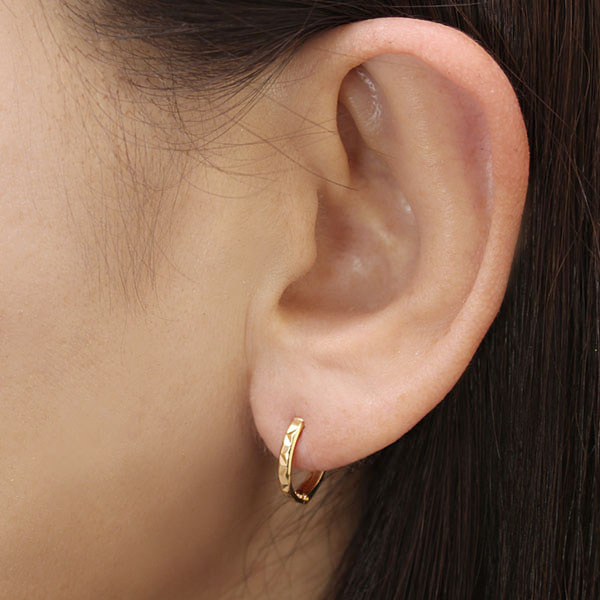 ピアス フープピアス k18 18k 18金 イエローゴールド 中折れ式ピアス 地金ピアス リバーシブル 送料無料 メンズ 男性用 カジュアル 普段使い プレゼント puの画像
