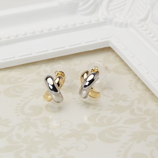 ピアス スタッドピアス k18 18金 18k イエローゴールド プラチナ pt900 コンビカラーピアス 地金ピアス 送料無料 メンズ 男性用 普段使い プレゼント ギフト puの画像