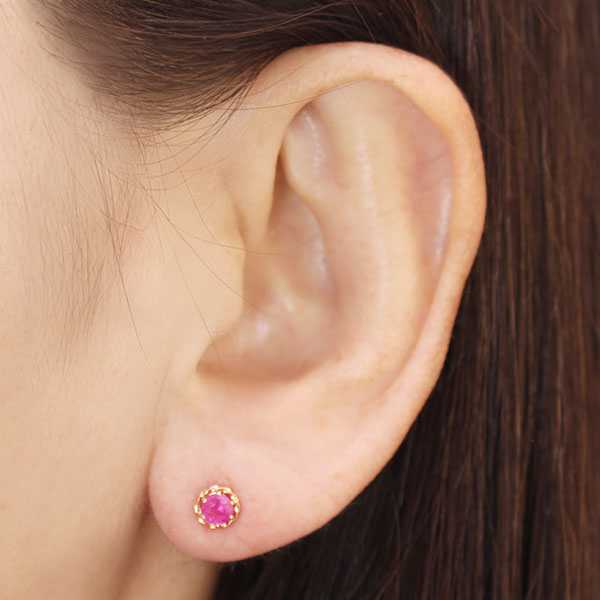 ルビー ピアス スタッドピアス k18 18k 18金 ピンクゴールド 送料無料