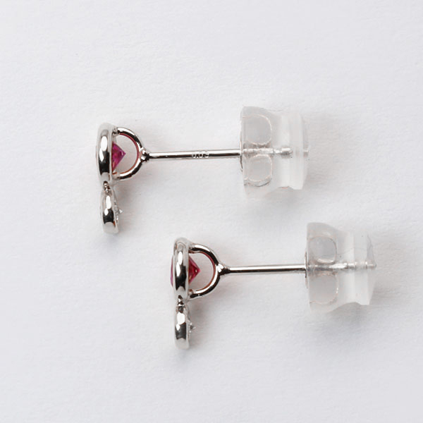 ルビー スタッド ピアス ダイヤモンド 0.06ct プラチナ Pt pt900 プラチナ900 シンプル 7月誕生石 4月誕生石 ユニセックス 男女兼用 プレゼント ギフト puの画像
