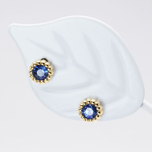 サファイア ピアス スタッドピアス k18 18金 18k イエローゴールド シンプル カジュアル 男女兼用 ユニセックス 9月誕生石 プレゼント ギフト 自分買い puの画像