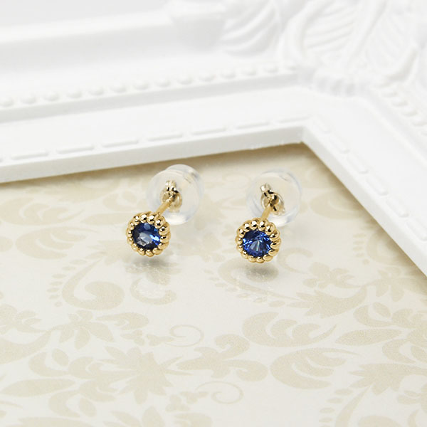 サファイア ピアス スタッドピアス k18 18金 18k イエローゴールド シンプル カジュアル 男女兼用 ユニセックス 9月誕生石 プレゼント ギフト 自分買い puの画像