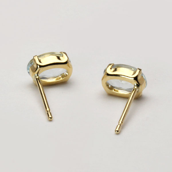 アクアマリン ピアス スタッドピアス 18金 k18 18k イエローゴールド シンプル 送料無料 カジュアル ユニセックス 男女兼用 3月誕生石 プレゼント ギフト puの画像