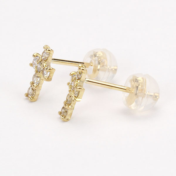 K18 ダイヤクロス スタッドピアス 18金 ピアス ダイヤモンド ダイヤ スタッドピアス 18金 k18 18k
