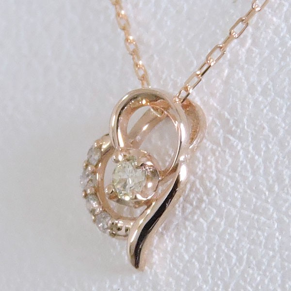 ☆新品同様！ハート形 ダイヤモンド0.05ct k10ピンクゴールドペンダント ペンダントネックレス ダイヤモンド 0.05ct k18 ピンクゴールド ハート