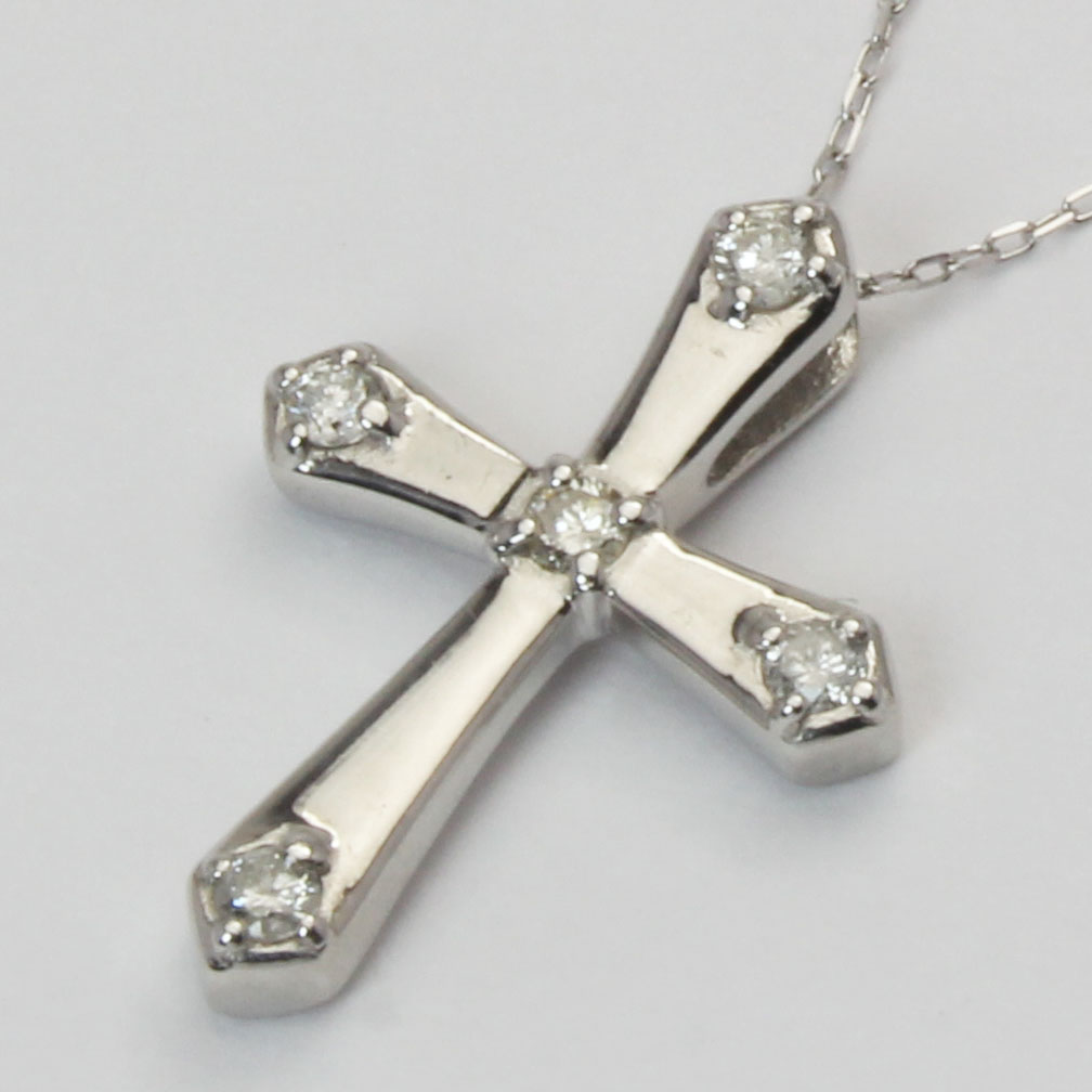 クロスネックレス 十字架ネックレス ダイヤモンド ネックレス クロス