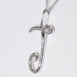 イニシャルJ ペンダントネックレス ダイヤモンド 0.01ct k18 ホワイト