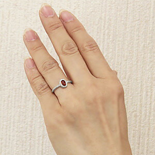 リング ユニセックス ガーネット 指輪 k18 18金 ホワイト