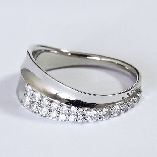 ダイヤモンド リング pt900 プラチナ クリア 0.33ct 斜め デザイン