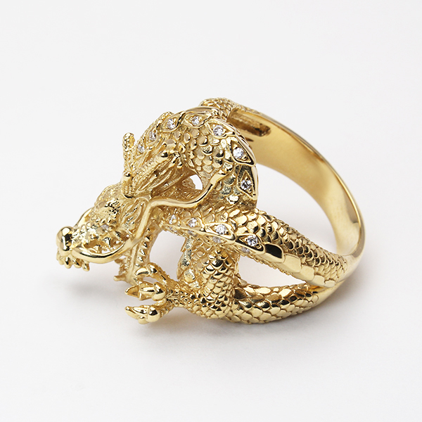 ダイヤモンドリング リング 指輪 レディース 18金 k18 18k イエローゴールド ダイヤ ダイヤモンド 0.24カラット 太め ドラゴン 龍 辰 竜 プレゼント ギフト pu | ブランド登録なし | 03