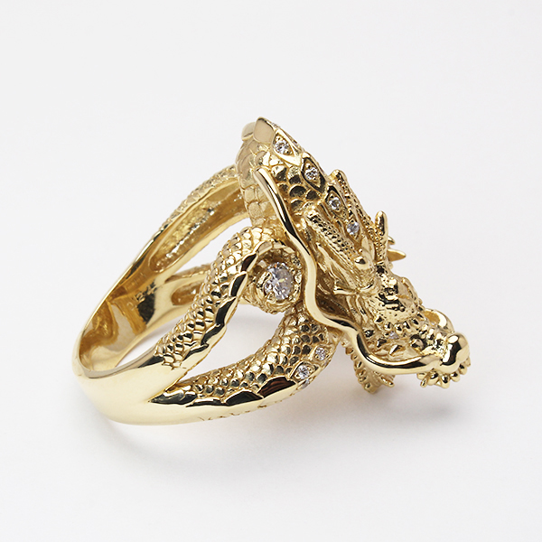 ダイヤモンドリング リング 指輪 レディース 18金 k18 18k イエローゴールド ダイヤ ダイヤモンド 0.24カラット 太め ドラゴン 龍 辰 竜 プレゼント ギフト pu | ブランド登録なし | 04