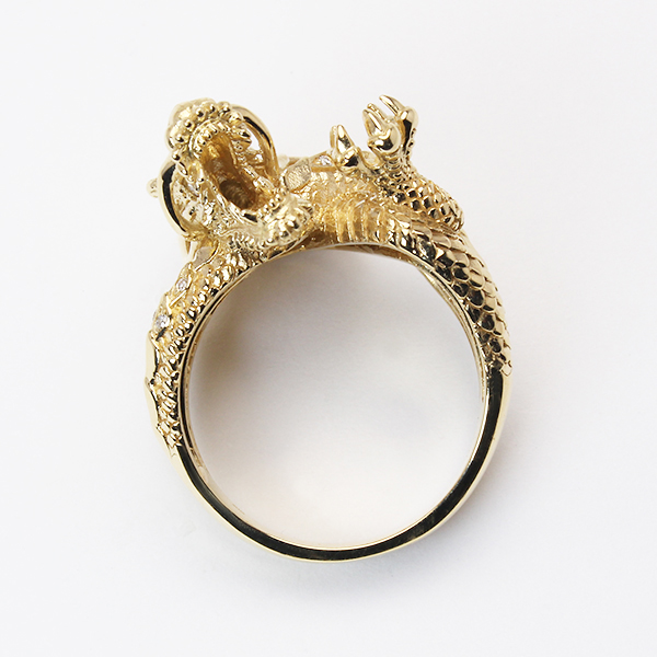 ダイヤモンドリング リング 指輪 レディース 18金 k18 18k イエローゴールド ダイヤ ダイヤモンド 0.24カラット 太め ドラゴン 龍 辰 竜 プレゼント ギフト pu | ブランド登録なし | 06