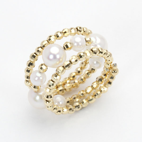 リング 指輪 フリーサイズ パール 真珠 k18 k18 18金 イエローゴールド