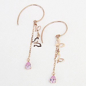 ピンクトルマリン 蝶 k18 ピンクゴールド バタフライモチーフ