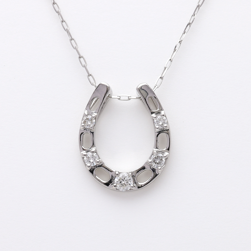 馬蹄 ネックレス ホースシュー ダイヤモンド 0.12ct プラチナ