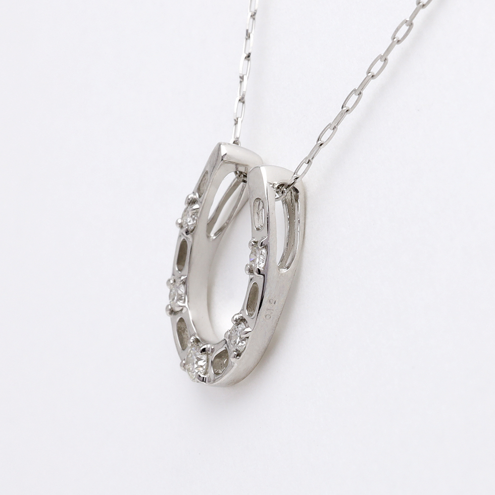 馬蹄 ネックレス ホースシュー ダイヤモンド 0.12ct プラチナ