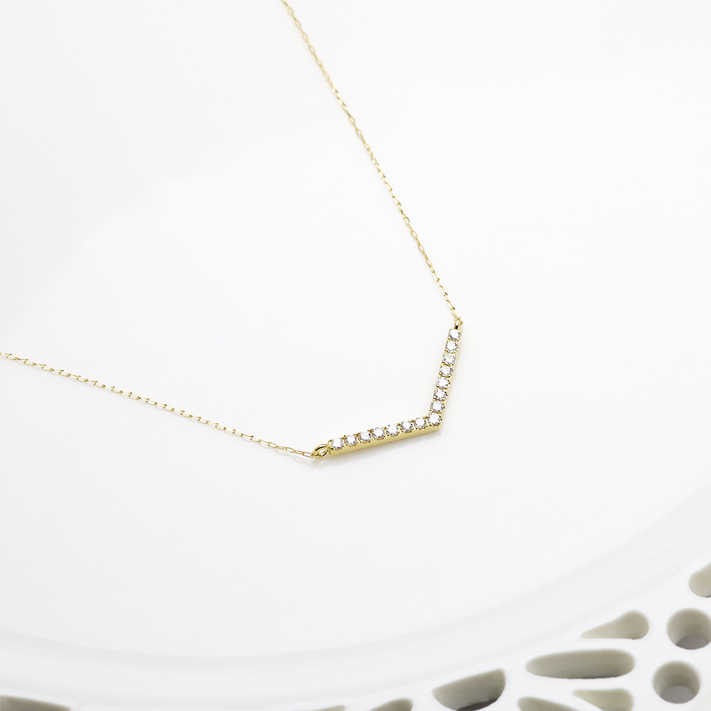 ダイヤモンド ネックレス V字モチーフ 18k 18金 イエローゴールド k18