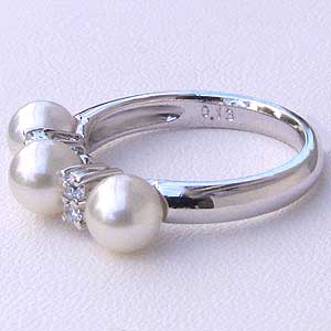 真珠:指輪:あこや本真珠:リング:ダイヤモンド0.13ct:パール:ピンクホワイト系:5mm:K18WG:ホワイトゴールド