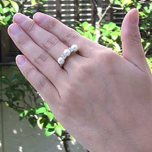 真珠:指輪:あこや本真珠:リング:ダイヤモンド0.13ct:パール:ピンクホワイト系:5mm:K18WG:ホワイトゴールド