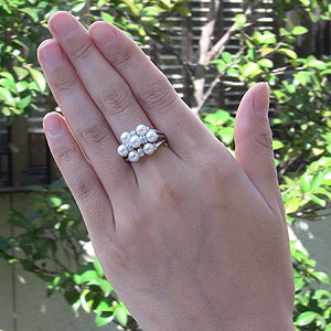 あこや本真珠:リング:ダイヤモンド0.13ct:パール:ピンクホワイト系:4mm:ＰＴ９００:プラチナ