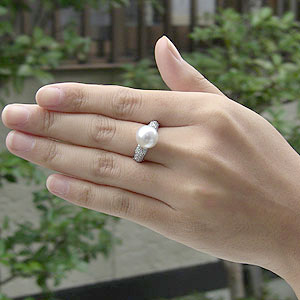 パール 指輪 真珠 リング 南洋白蝶真珠 ダイヤモンド0.6ct pt900