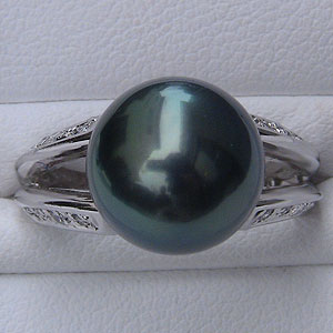 リング パール 指輪 黒真珠パールリング K18ホワイトゴールド ダイヤモンド 冠婚葬祭 :r-kom-5506wg:真珠の杜 - 通販