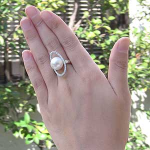 パール:南洋白蝶真珠:ダイヤモンド0.32ct:PT900:プラチナ:リング