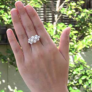 あこや本真珠:リング:ダイヤモンド:0.12ct:パール:ピンクホワイト系:３〜４mm:K18WG:ホワイトゴールド:指輪（アコヤ本真珠）