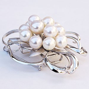 リ*ン様 本真珠　パールブローチ　帯留め　SILVER950 パール ブローチ パールブローチ フォーマル 帯留め 真珠 真珠帯留め