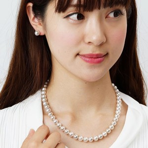 パール ネックレス オーロラ花珠真珠 真珠 あこや 8-8.5mm ピアス