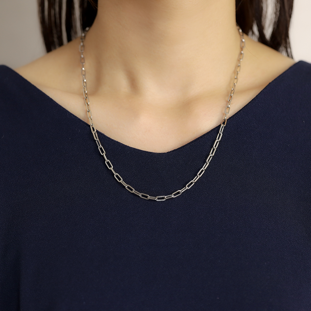 pt850 ネックレス チェーン 中空 ペーパークリップ 50cm プラチナ pt850 ネックレス チェーン 中空 ペーパークリップ 50cm プラチナ