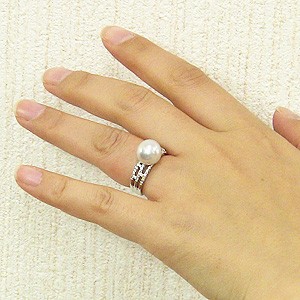 パール:真珠:指輪:南洋白蝶真珠:10mm:ピンクホワイト系:PT900:プラチナ:ダイヤモンド:0.26ct:リング