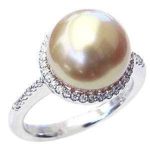 パール 指輪 真珠 リング ル 南洋白蝶真珠 ゴールド系 直径11mm タイヤ